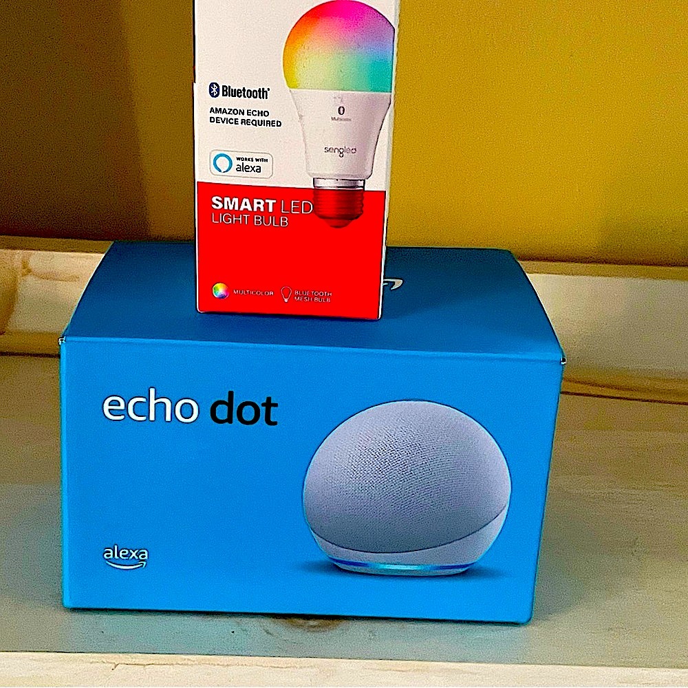 BRAND NEW 🙌Echo Dot And Led Smart Bulb 👍 Glacier White (4th Gen)